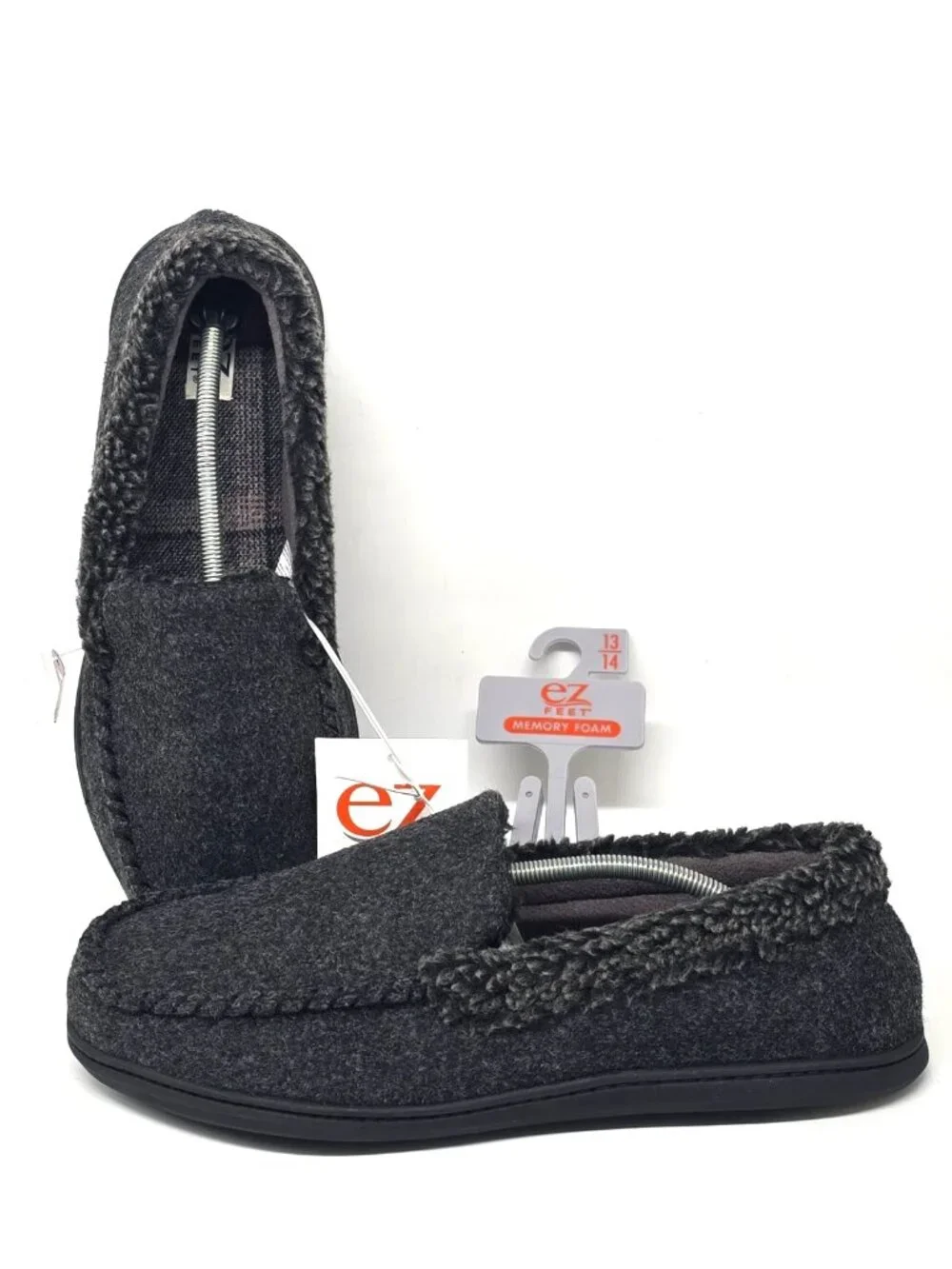 EZ Feet Memory Foam Slip-on Gray Slippers Men's Size 13/14 XL Wide Width